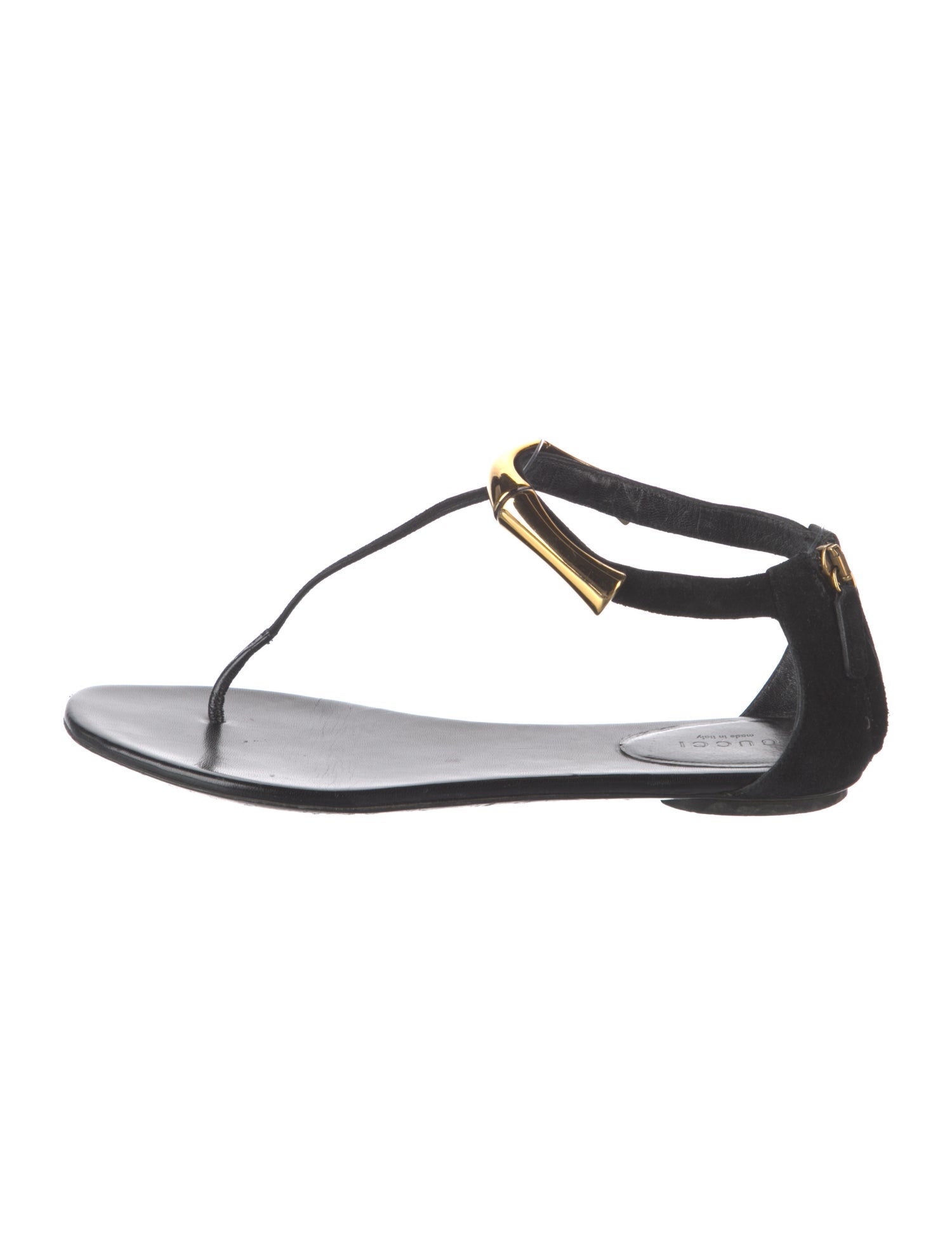 Gucci Vintage Bamboo Accent T-Strap Sandals